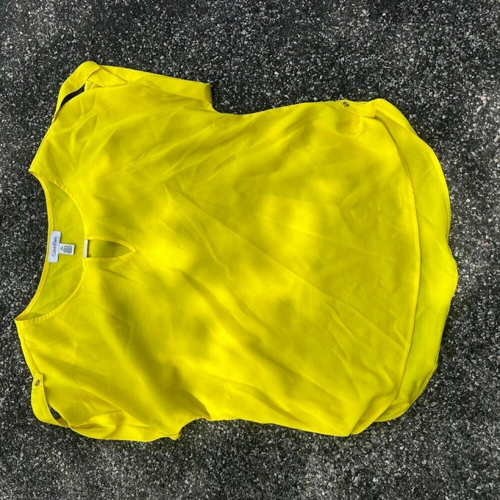 Calvin-klein Women's Yellow and Green Blouse